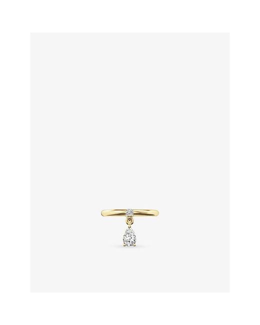 Iphoria White Mini Pierced 18Ct- Vermeil And Pear-Cut Topaz Drop Ring