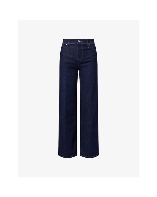FRAME Blue Le Slim Palazzo Wide-Leg Stretch-Denim Blend Jeans