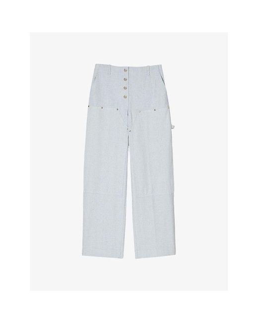 Sandro Blue Straight-Leg Faded-Wash Denim Jeans