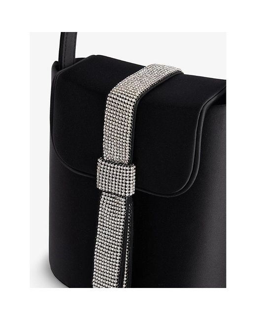 Kara Black Loop Crystal-embellished Woven Bag
