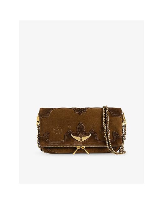 Zadig & Voltaire Brown Rock Western Suede Clutch Bag
