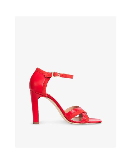 L.K.Bennett Red Lennon Heeled Leather Sandals