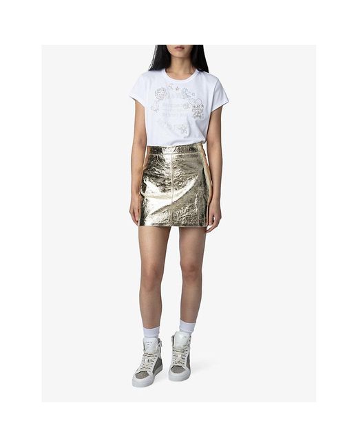 Zadig & Voltaire Natural Jinette Regular-fit High-rise Leather Mini Skirt