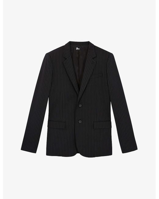 The Kooples Notched-collar Stripe-pattern Stretch-wool Suit Jacket in ...
