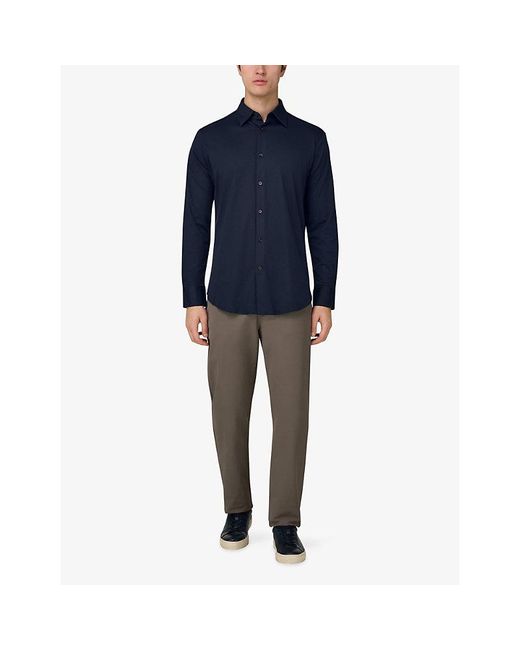 Boggi Blue Regular-Fit Cotton And Silk-Blend Polo Shirt for men
