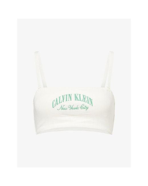 Calvin Klein White Heritage Classic Stretch-Cotton Bandeau Bralette