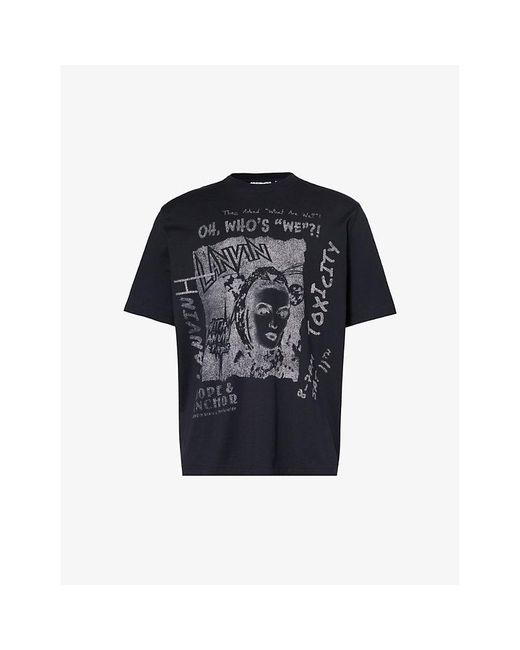 Lanvin Black Brand-print Short-sleeved Cotton-jersey T-shirt X for men