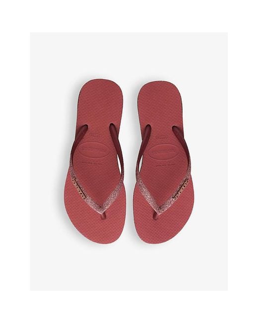 Havaianas Red Slim Sparkle Ii Rubber Flip-Flops