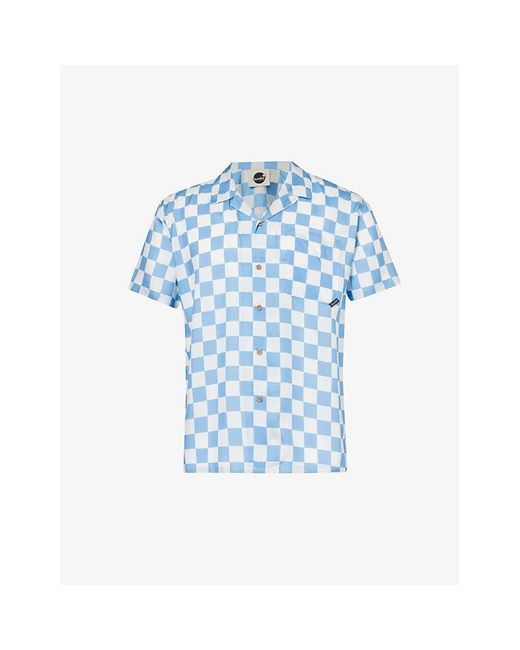 Boardies Blue Checked-print Relaxed-fit Woven Shirt X for men