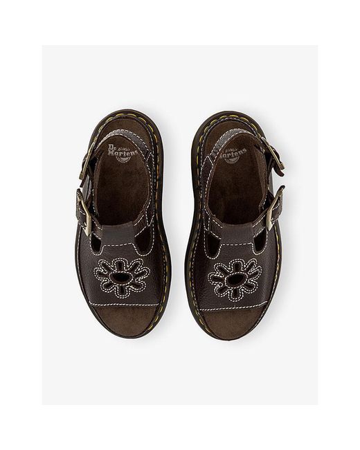 Dr. Martens Brown Dunnet Flower Leather Sandals