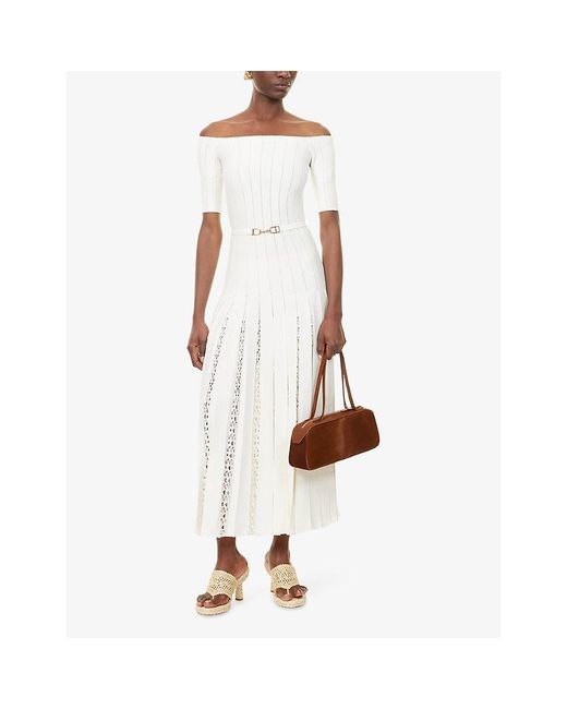 Gabriela Hearst White Kurt Open-Knit Wool Maxi Dress