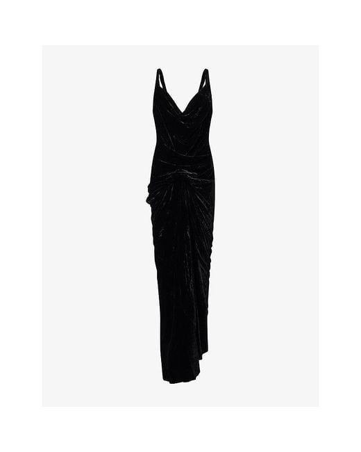 Rick Owens Black Strutter Cowl-Neck Velvet Maxi Dress