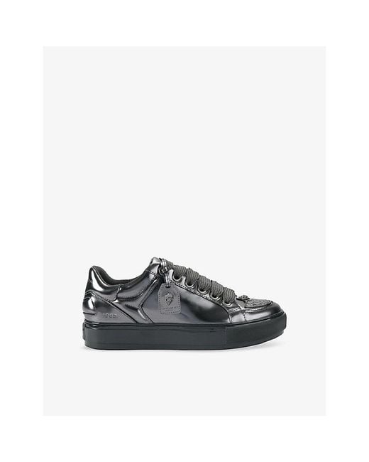Kurt Geiger Black Southbank Tag Leather Trainers for men