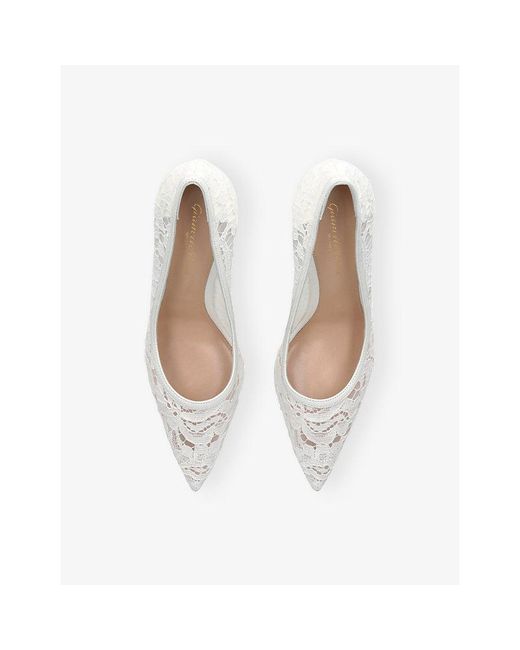 Gianvito Rossi White Claudia 85 Lace Courts