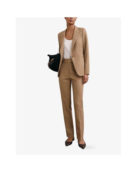 Reiss Natural Jade Straight-Leg Stretch Wool-Blend Trousers