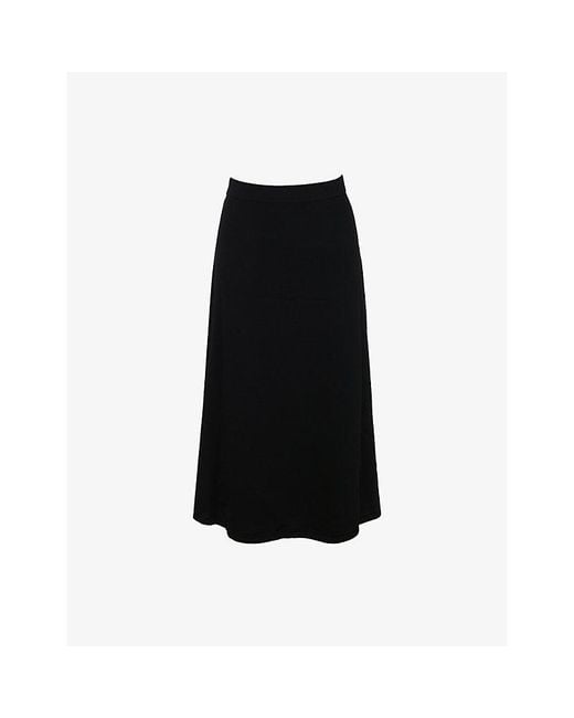 House Of Cb Black Asti A-Line Stretch-Woven Midi Skirt Xs (A-C Cup)