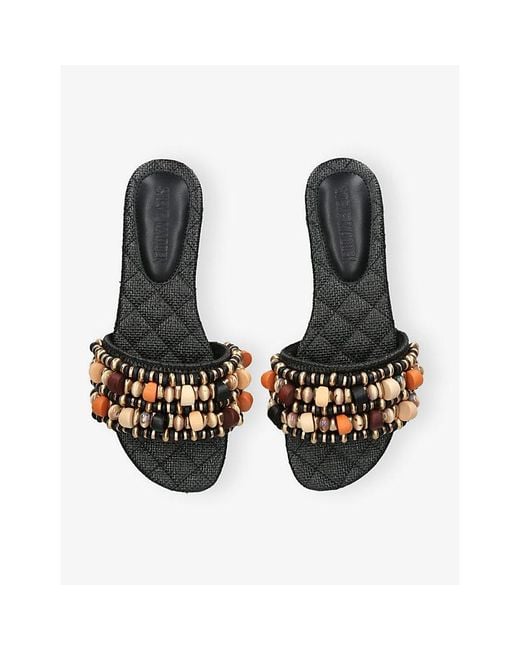 Steve Madden Black Marika B Embellished Woven Sandals