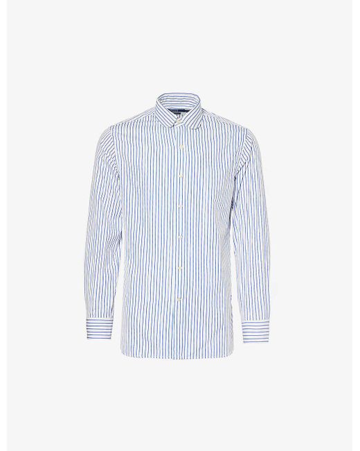 Polo Ralph Lauren Blue Stripe-pattern Custom-fit Cotton Shirt for men