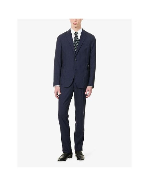 Corneliani Blue Washable Tropical Single-Breasted Wool Suit for men