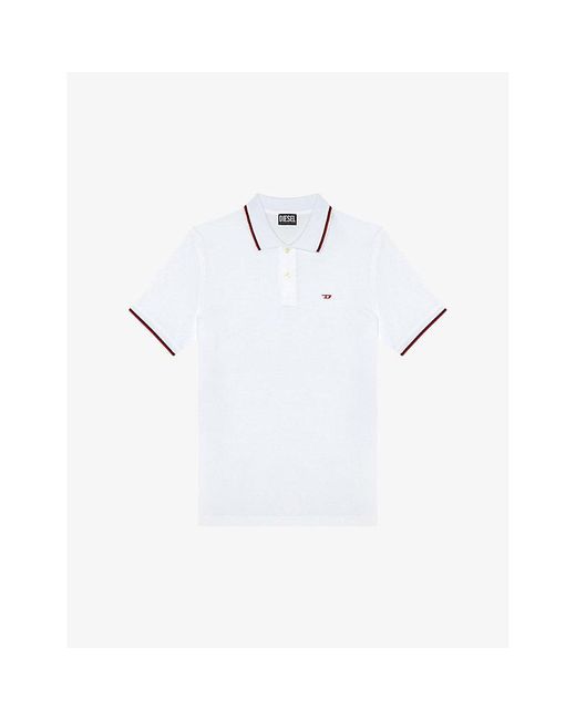 DIESEL T-smith Logo-patch Cotton Polo Shirt in White for Men | Lyst