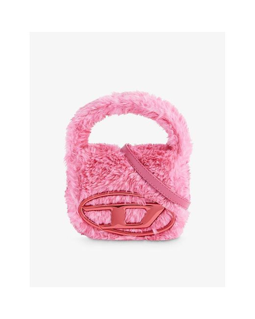 DIESEL Pink 1dr Xs Logo-plaque Faux-fur Cross-body Bag