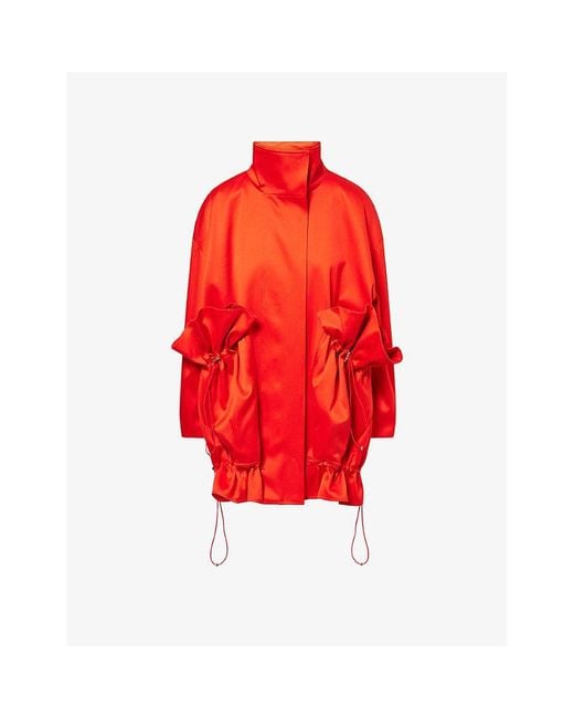 Ashlyn Red Chandra Cocoon Cotton Coat