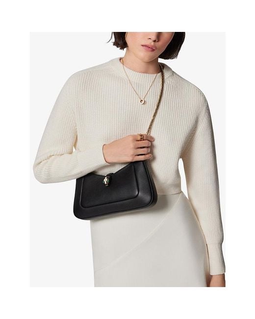 BVLGARI Black Serpenti Baia Small Leather Shoulder Bag