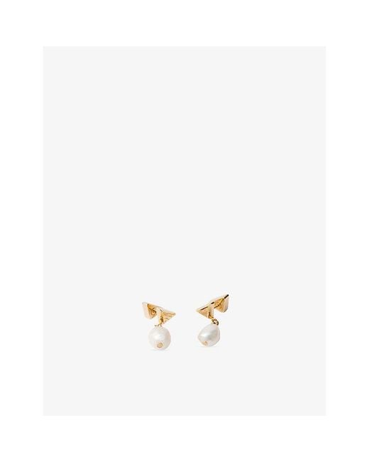 Prada Metallic Pearl-Plated Metal Earrings