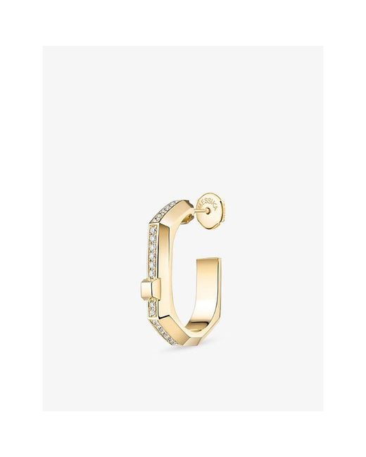 Messika Metallic Moderniste Single Pavé 18Ct And 0.10Ct Diamond Hoop Earring