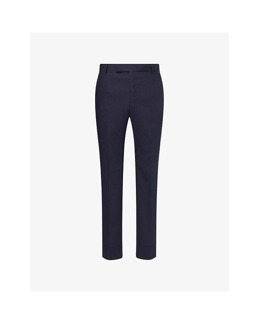 Dunhill Blue Belgravia Pressed-Pleat Wool Trousers for men