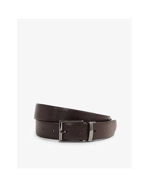 Reiss Black Ricky Reversible Leather Belt for men
