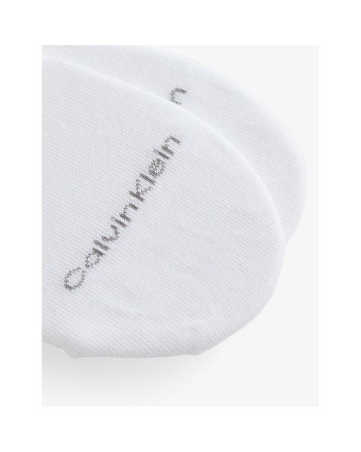 Calvin Klein White Footie High-Cut Pack Of Two Stretch-Mesh Liner Socks