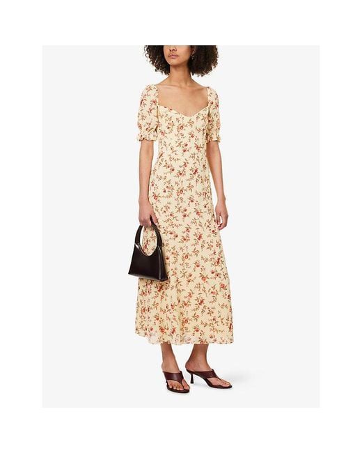 Reformation Metallic Gloria Floral-Print Woven Midi Dress