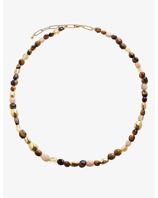 Monica Vinader Natural Rio 18ct -plated Vermeil Sterling-silver, Peach Moonstone, Citrine And Tigers-eye Beaded Necklace