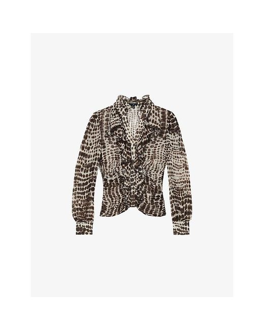 Reiss Multicolor X Atelier Laverna Animal-Print Woven Blouse