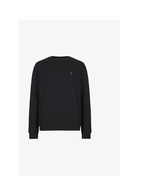 AllSaints Black Raven Logo-Embroidered Regular-Fit Cotton Sweatshirt for men