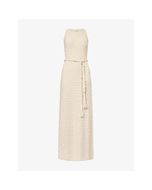 Devon Windsor Natural Nova Cut-Out Knitted Maxi Dress
