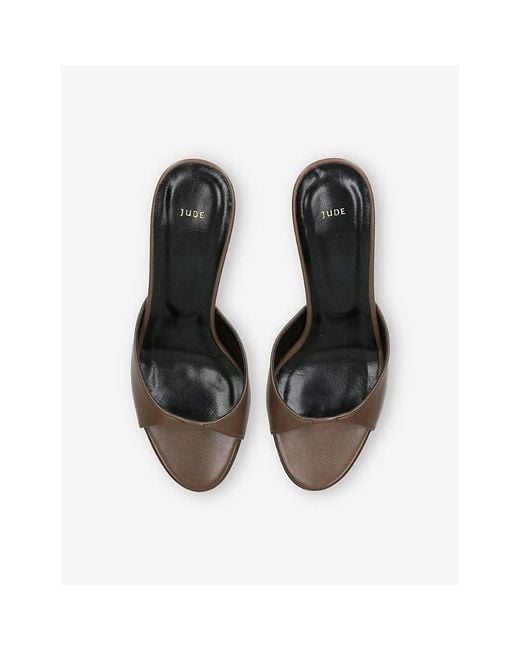 Jude Brown Haze Leather Heeled Mules