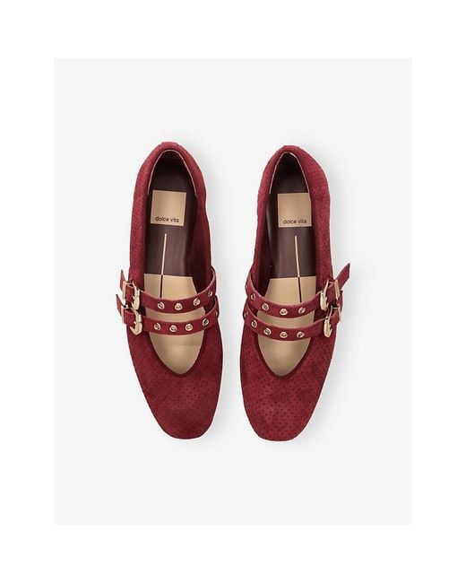 Dolce Vita Red Baylee Grommet Suede Ballet Flats