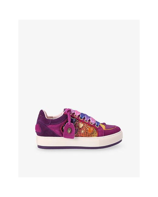 Kurt Geiger Purple Southbank Tag Suede Trainers