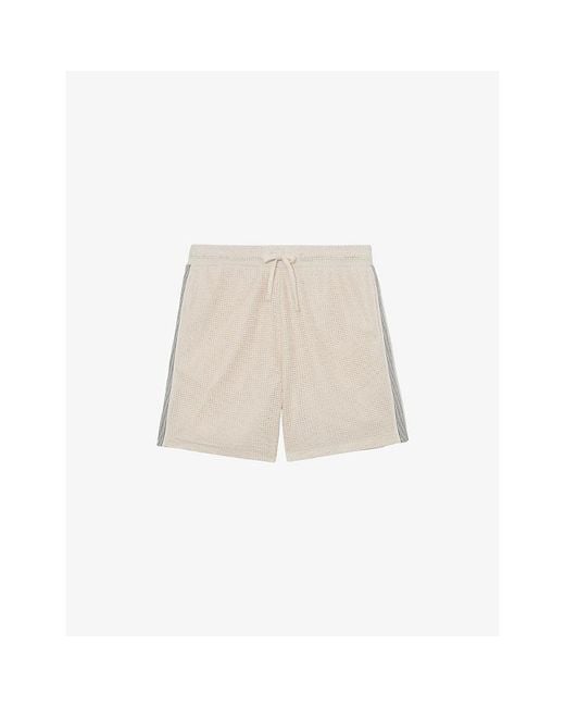 Reiss Natural Sedaros Drawstring-Waist Crochet Shorts for men