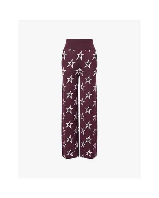 Perfect Moment Purple Chalet Wide-Leg Knitted Merino-Wool Trousers