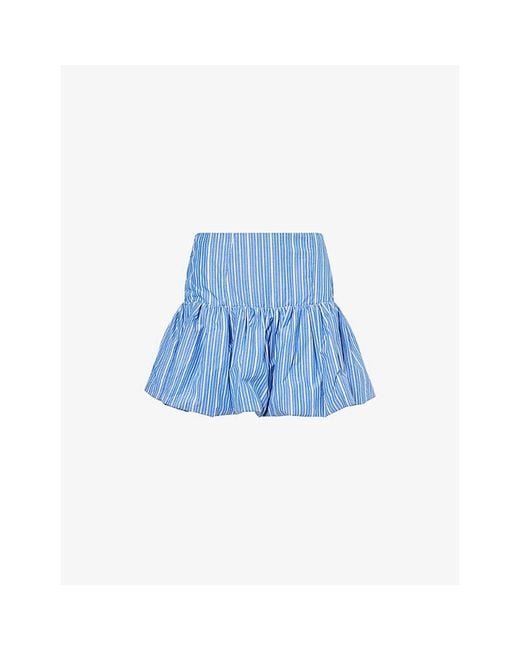 Ganni Blue Striped Cotton Mini Skirt