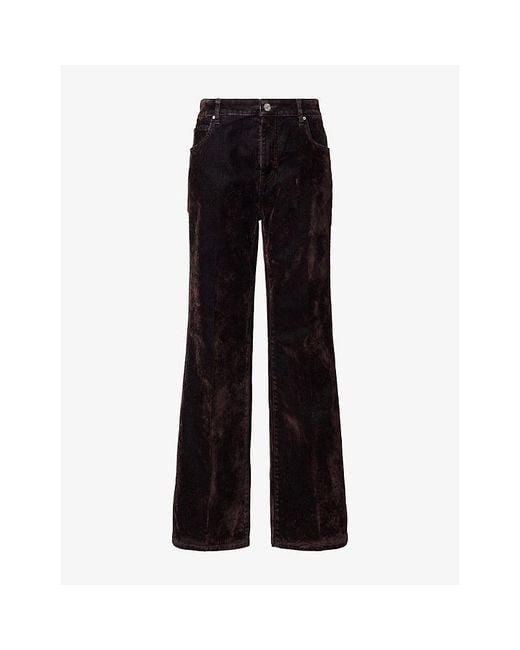 Amiri Black Flared-Leg 5-Pocket Flocked Denim Jeans for men