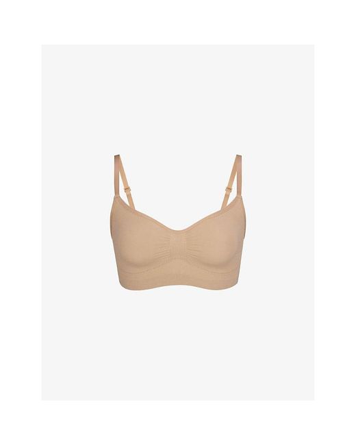 Skims White Sculpting Scoop-Neck Stretch-Woven Bra Xxxxl