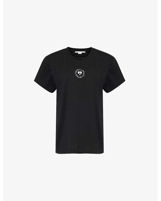 Stella McCartney Black Heart Boxy-fit Cotton-jersey T-shirt