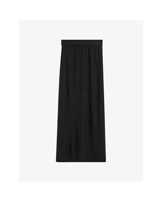 Joseph Black Mid-Rise Knitted Wool And Silk Maxi Skirt
