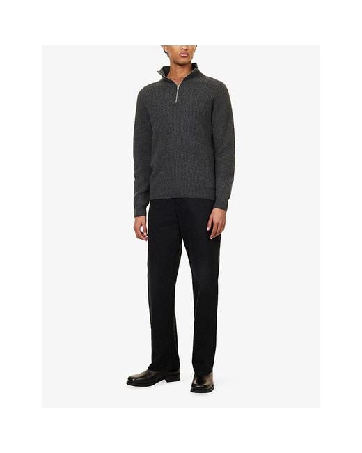 John Smedley Black Ryker Quarter-Zip Knitted Cashmere And Wool-Blend Jumper for men
