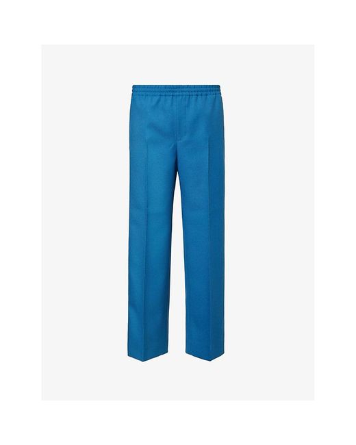 Gucci Blue Pressed-crease Wide-leg Woven jogging Bottoms for men
