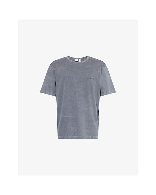 Calvin Klein Blue Lounge Crewneck Cotton-Jersey T-Shirt for men